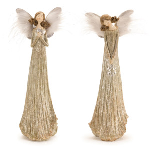 Melrose Glittered Angel Christmas Figurines With Feather Wings 14 Set Of 2