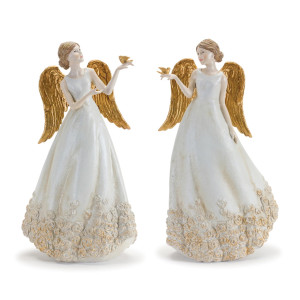 Melrose Angel With Bird Accent Christmas Tabletop Figurines 145 Set Of 2