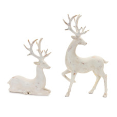 Melrose Brushed Deer Christmas Figurines 13 Set Of 2