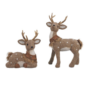 Melrose Deer Shelf Sitter Christmas Figures 145 Set Of 2