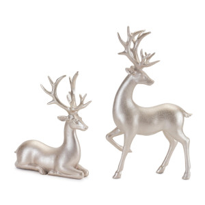 Melrose Glittered Deer Christmas Figurines 13 Set Of 2