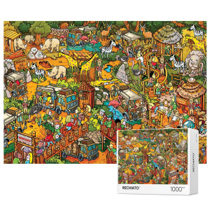 Jigsaw Puzzles For Adults 1000 Pieces Animal Paradise Puzzle Cartoon Painting Challenging Puzzles For Family Activity Game Nig