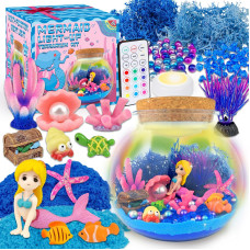 Mermaid Terrarium Craft Kit For Kids Led Night Light Up Remote Mermaid Birthday Gifts Toys For Girls Age 5 6 7 8 9 10 11 12