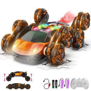 Osimily 8Wd Remote Control Car 24Ghz Gesture Sensing Rc Stunt Car Cool Spray Rotation Rc Car With Lights And Music All Terrain