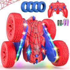 Terucle Remote Control Car Spider Rc Cars New Upgraded Strip Lights And Headlights Car Toys Doublesided 360 Rotating Rc Truck F