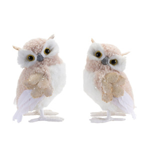 Melrose Glittered Winter Owl Shelf Sitter Figurines 775 Set Of 6