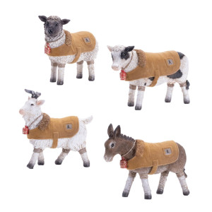 Melrose Farm Animals With Winter Coats Christmas Figurines 7 Set Of 4