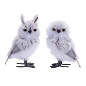 Melrose Fluffy Winter Owl Christmas Shelf Sitter Figurines 875 Set Of 6