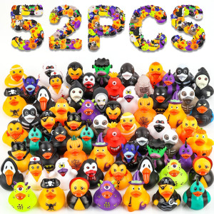 52 Pack Halloween Rubber Ducks Bulk Halloween Party Favors Halloween Basket Stuffers Gift Exchange Treat Supplies Goodie Bag