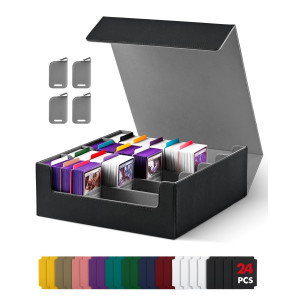 Uaono Card Storage Box For Trading Cards 2400 Mtg Commander Deck Box With 24Pcs Colorful Divider Card Case Fits For Magic Tcg