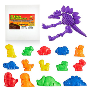 Usa Toyz Dinosaur Sand Molds Beach Toys For Kids 23Pk Sand Building Kit Sandbox Toys For Toddlers Compatible With Molding Clay