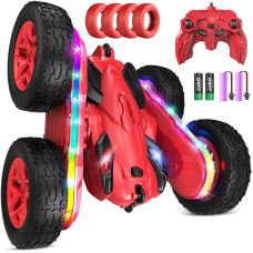 Jimdella Remote Control Car Rc Cars With Sides Light Strip And Headlights Double Sided 360 Flips Rotating Rc Stunt Car 24Ghz Al