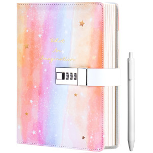 Cagie Diary With Lock For Girls Age 8 9 10 11 12 Light Rainbow Journal With Lock For Teens Girl Birthday Gifts 57 X 85 Inch