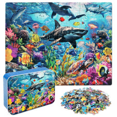 Lelemon Puzzles For Kids Ages 46 Underwater World Puzzle 100 Piece Puzzles For Kids In A Metal Box Educational Kids Puzzles Ji