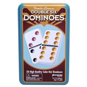 Pressman Double 6 Colored Dominoes - 5" Crystalline Set