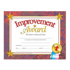 Flipside Products Improvement Award Certificate, Recognition, Award Student Achievement, Incentive, Hayes, Full-Color, 8.5" X 11", 30 Pack