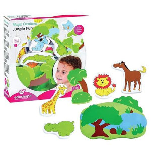 Edushape Magic Creations Foam Sticker Imaginative Bath Tub Activity Play Set, Jungle Fun