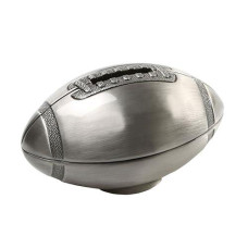 Creative Gifts Pewter Football Bank - Silver, Medium Size