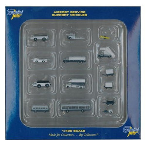 Gemini Jets Ground Airport Service Support Vehicles Accessories, 1:400 Scale, 14-Piece