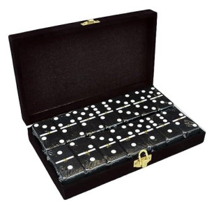 Marion Domino Double 6 Black Jumbo Tournament Professional Size With Spinners In Elegant Black Velvet Case.