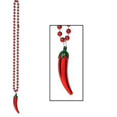 Beads W/Chili Pepper Medallion Party Accessory (1 Count) (1/Card)