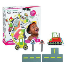 Edushape Magic Creations Foam Sticker Imaginative Bath Tub Activity Play Set, Road Construction