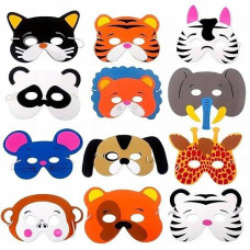 Rhode Island Novelty 1 Dozen 7 Inch - 13 Inch Dress Up Foam Animal Masks