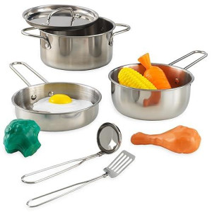 KidKraft Silver Deluxe Cookware Set for Kids Ages 3+