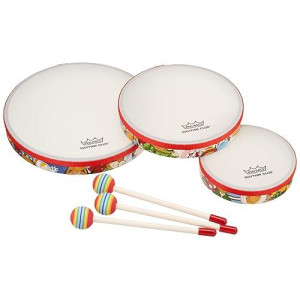 Remo Rh3100-00 3-Piece Drum Set Multi-Colored Rhythm Club Hand Drum Set, 6/8/10-Inch Diameters