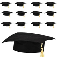 U. S. Toy Kindergarten Black Graduation Caps W/Gold Tassel, Preschool Graduation Cap For Boys And Girls, Customizable, Teacher Supplies, 12-Pack, 3 Years & Older