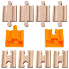 Orbrium® Toys 8 Pcs Wooden Train Track Male-Male Female-Female Adapter Pack Fits Thomas Brio Chuggington Set