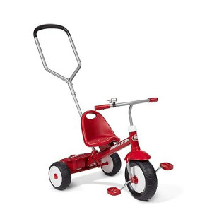 Radio Flyer Deluxe Steer & Stroll Kids Tricycle, Toddler Trike For Ages 2-5, Red