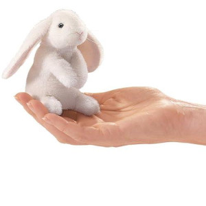 Folkmanis White Mini Lop Earred Rabbit Finger Puppet, One Size