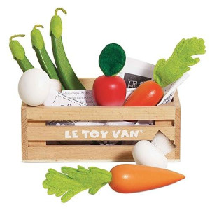 Le Toy Van Wooden Honeybee Market Vegetables Crate - 5 a Day