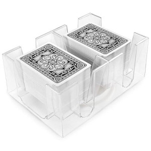 Brybelly Rotating Card Deck Tray | Standard Sized Playing Cards | Rotates In Any Direction | Clear | 6 Deck Tray