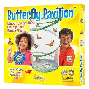 Insect Lore Butterfly Garden | Pavilion 24" With Voucher | 2Ft Tall Habitat & Stem Journal | Redeem Voucher For 5 Live Baby Caterpillars | Painted Lady Butterfly Growing Kit