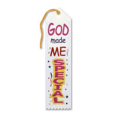 Beistle God Made Me Special Ribbon, White, 2" x 8"