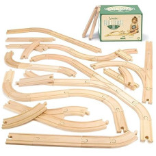 Conductor Carl 56-Piece Bulk Value Wooden Train Track Pack - Compatible With All Major Toy Train Brands