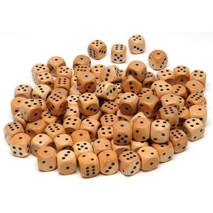 We Games Wooden Dice Set With Rounded Corners - Pack Of 100 Bulk Dice, 16Mm Dice, Black Pips For Board Games, Gaming Dice Sets, Standard 6 Sided Dice Set For Adults