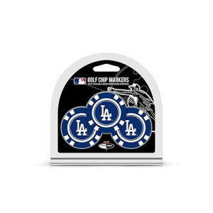 Team Golf Mlb Los Angeles Dodgers 3 Pack Golf Chip Ball Markers, Poker Chip Size With Pop Out Smaller Double-Sided Enamel Markers