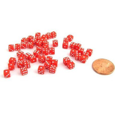 Koplow Games 50 Six Sided D6 5Mm .197 Inch Die Small Tiny Mini Miniature Red Dice