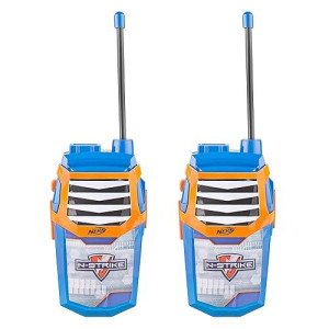 Sakar Nerf Nerf Night Action Walkie Talkies Wt3-01056 | Nerf Kids Toys, Large Speaker, Built-In Led Flashlight, Rugged Outside Toys For Kids, Stylish Appearance, Pack Of 2 (Blue)