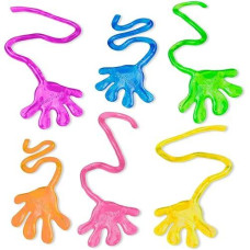 Super Z Outlet Vinyl Glitter Mini Sticky Hands Toys For Children Party Favors, Birthdays - 1 1/4" (72 Count)