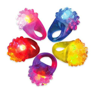 Novelty Place 12Pcs Flashing Led Bumpy Jelly Rings, Light Up Finger Toy Rings For Party Favor, Halloween, Raves, Concert Shows