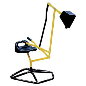 Ride On Crane Digger W Stabilizing Base- Kids Outdoor Digging Excavator Play Toy Or Gift- Swing & Scooper Grab Function, Rotation Seat Goes 360 Degrees Around- Use In Backyard Sandbox, Dirt Or Snow