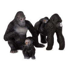 Terra by Battat Gorilla Toy Set – 4 Realistic Figures