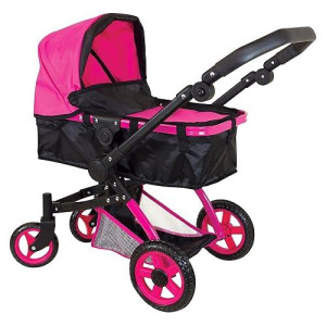 Lissi Pink & Black Urban Baby Doll Pram - Small Size