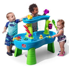 Step2 Rain Showers Splash Pond Toddler Water Table, Kids Water And Sand Activity Sensory Playset, Summer Outdoor Toys, 13 Piece Toy Accessories, For Toddles 1.5+ Years Old