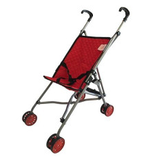 The New York Doll Collection First Dolls Stroller For Kids, Onepiece - Red Color For18” Folds For Storage - Great Gift For Toddlers