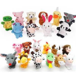 22 Pcs Plush Animals Finger Puppet Toys - Mini Plush Figures Toy Assortment For Kids, Soft Hands Finger Puppets Game For Autistic Children, Great Family Parents Talking Story Set